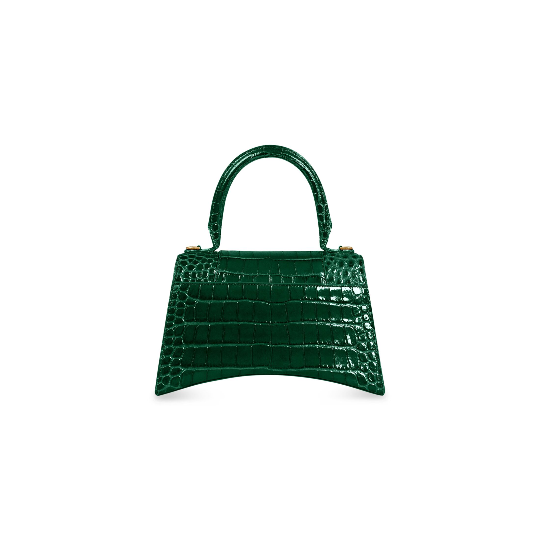 balenciaga Hourglass Small Handbag Crocodile Embossed in Forest Green 5935461LRGM3011