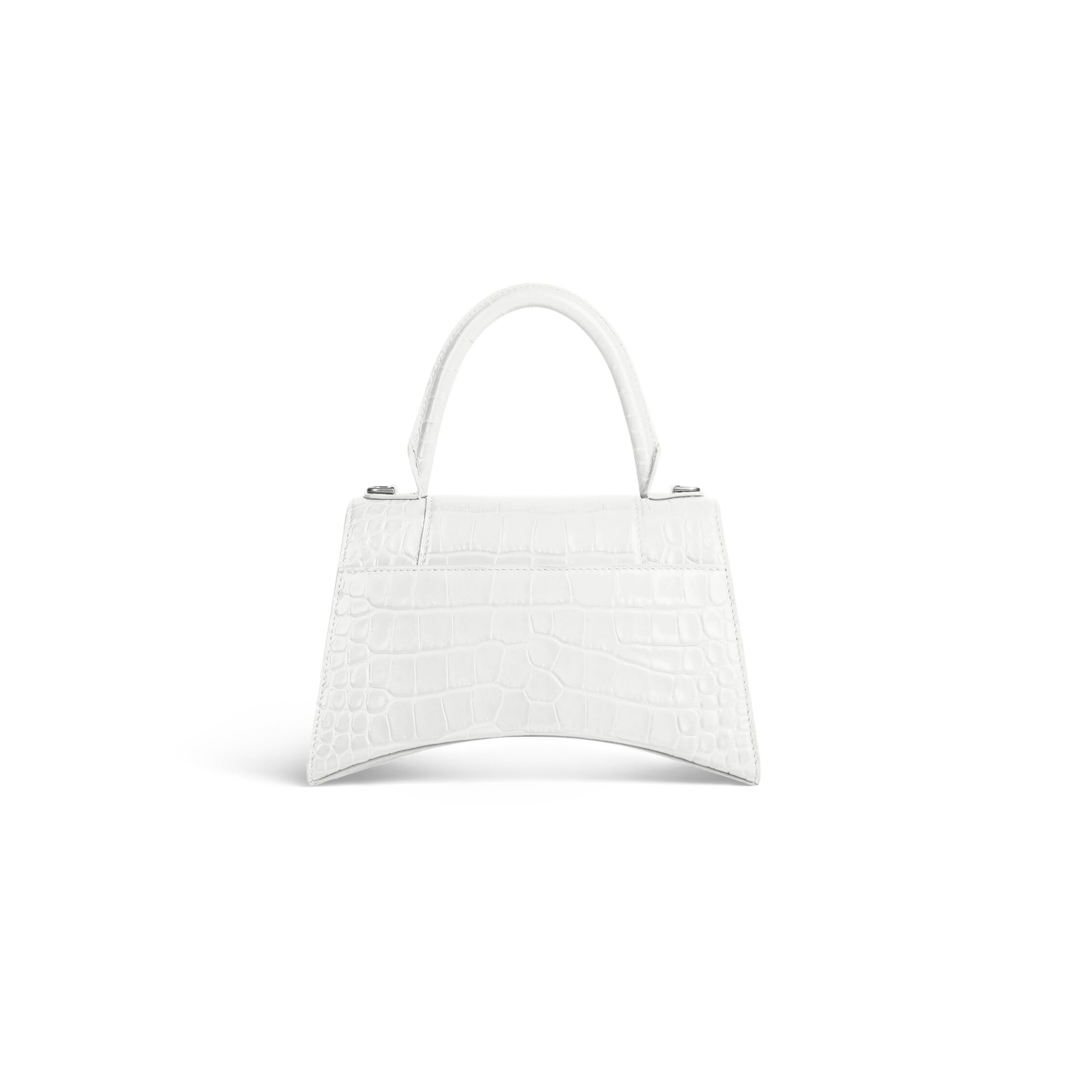 balenciaga Hourglass Small Handbag Crocodile Embossed in White (2) 5935461LR6Y9016