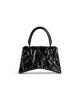 balenciaga Hourglass Small Handbag Crushed Effect in Black 7514972AALS1000