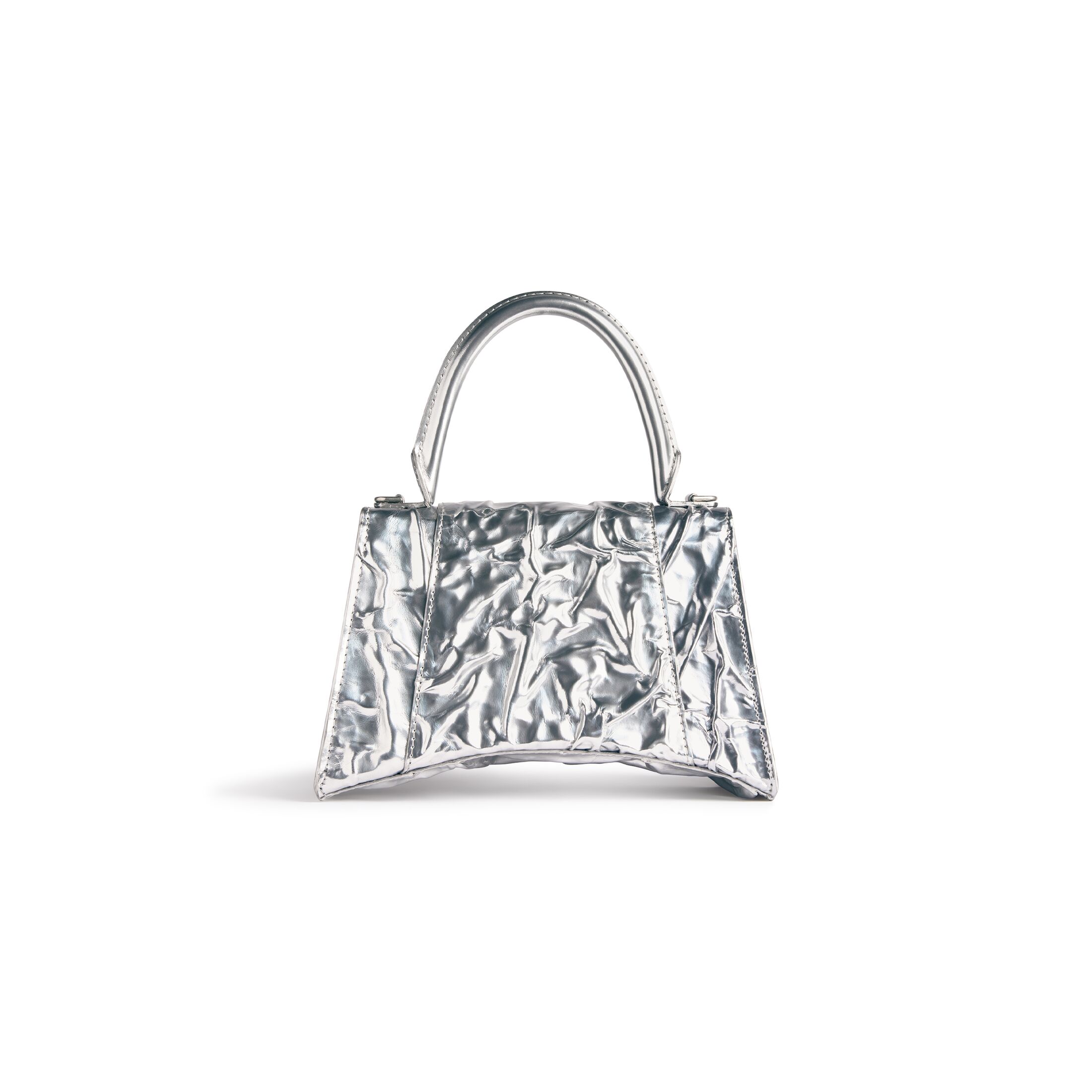 balenciaga Hourglass Small Handbag Crushed Effect in Silver 7514972AALR8110