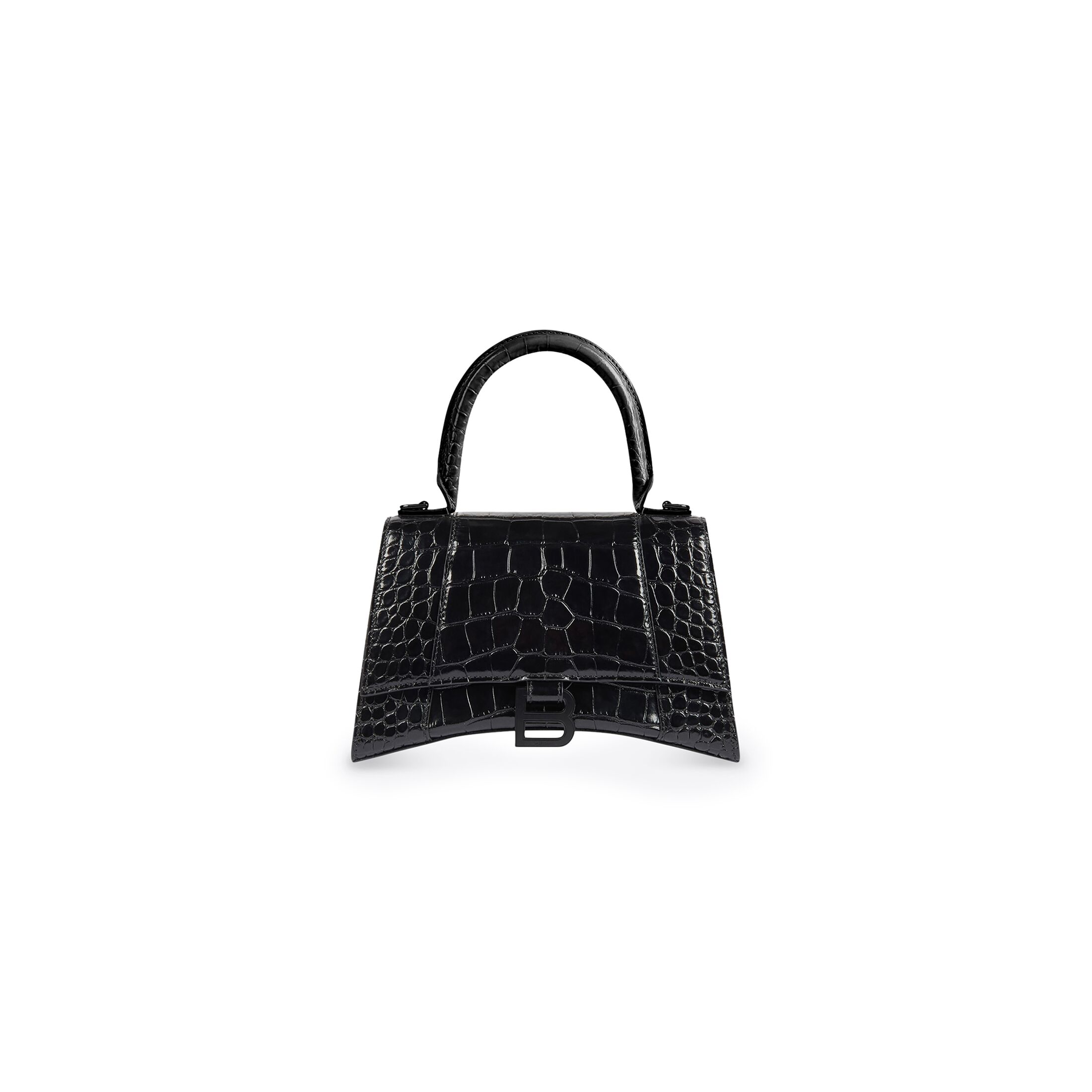 balenciaga Hourglass Xs Handbag Crocodile Embossed in Black 5928331LR671000