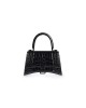 balenciaga Hourglass Xs Handbag Crocodile Embossed in Black 5928331LR671000