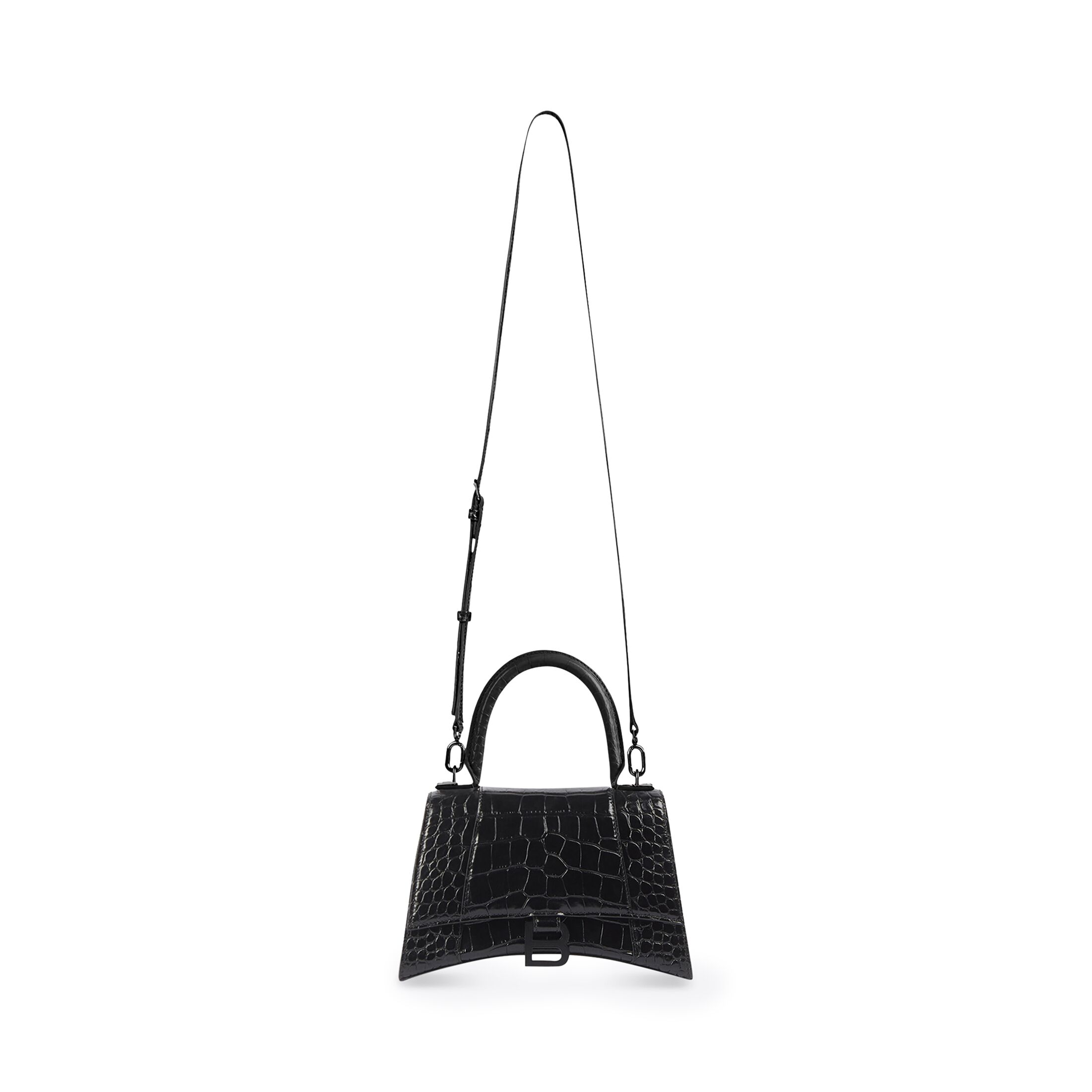 balenciaga Hourglass Xs Handbag Crocodile Embossed in Black 5928331LR671000