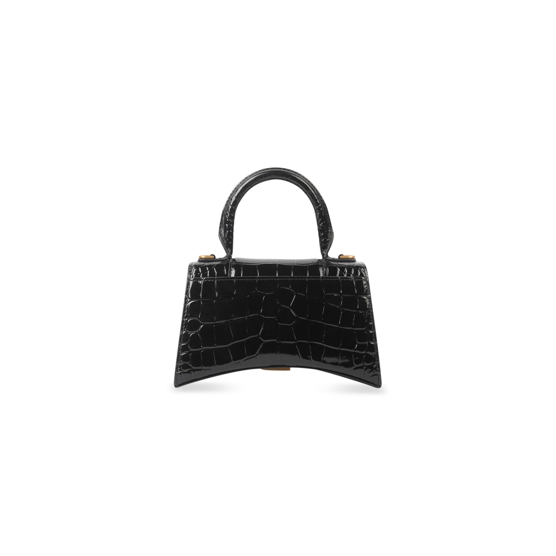 balenciaga Hourglass Xs Handbag Crocodile Embossed in Black (2) 5928331LRGM1000