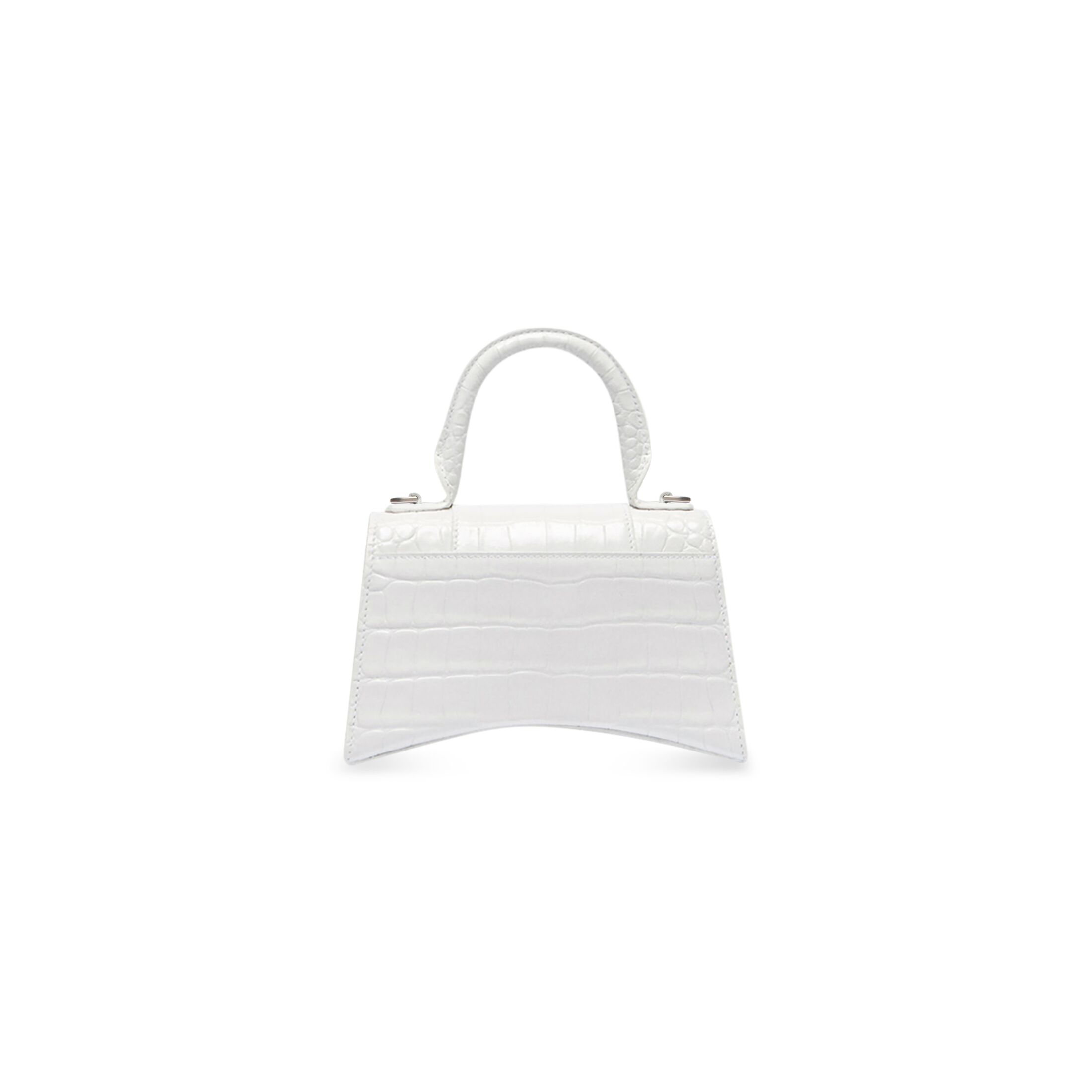 balenciaga Hourglass Xs Handbag Crocodile Embossed in White 5928331LR6Y9016