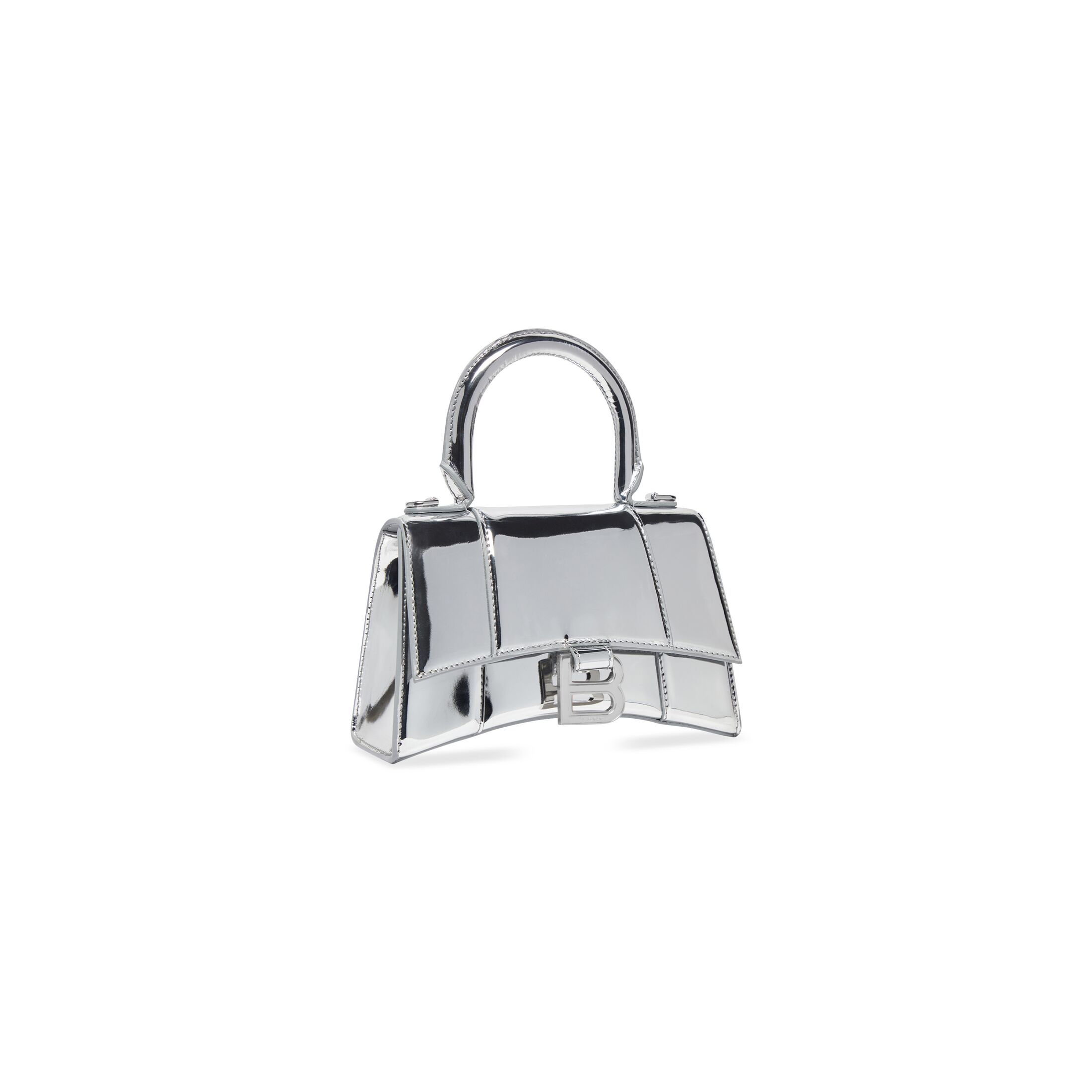 balenciaga Hourglass Xs Handbag Mirror Effect in Silver 5928332AAGW8110