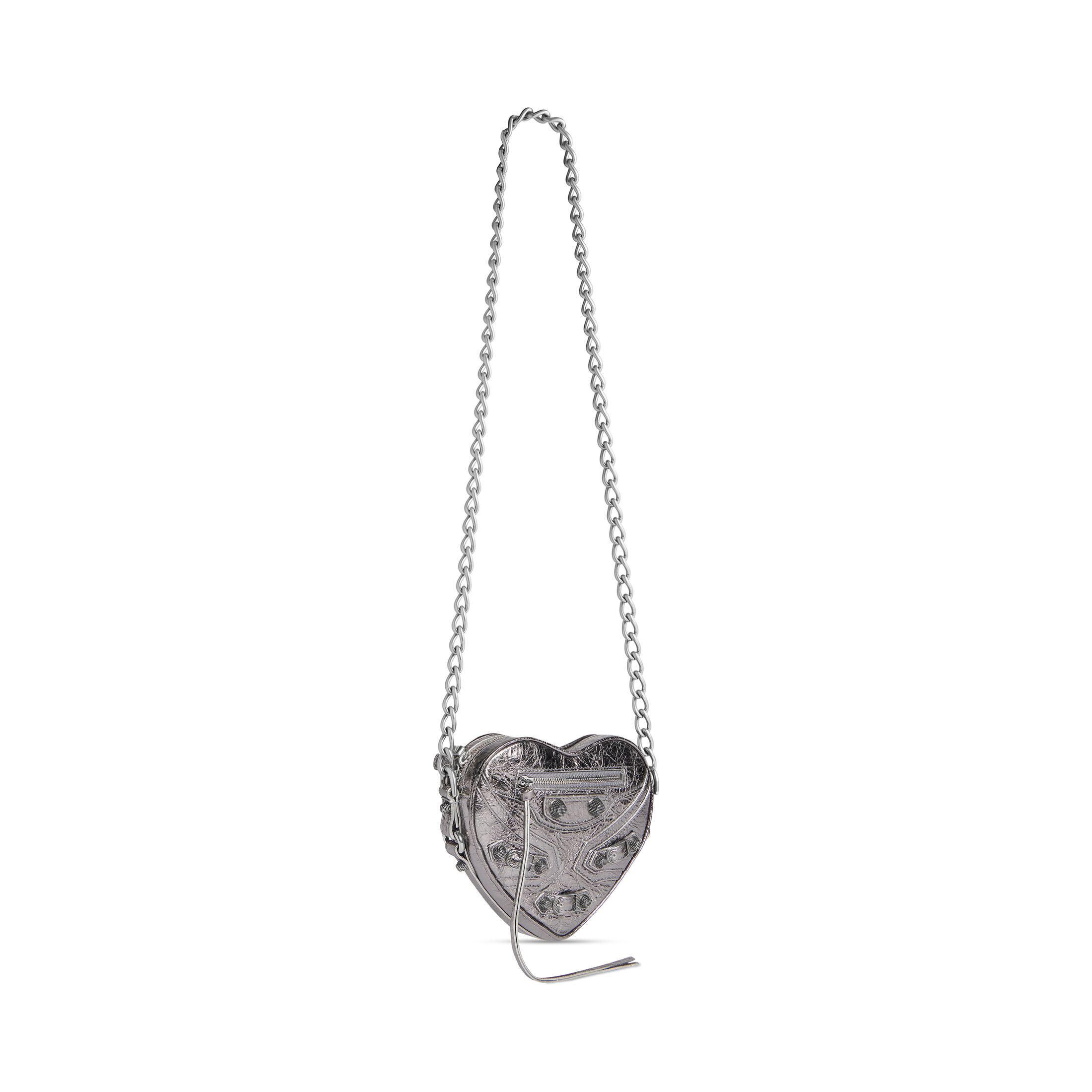 balenciaga Le Cagole Heart Mini Bag Metallized in Silver 7227810GT3Y8103