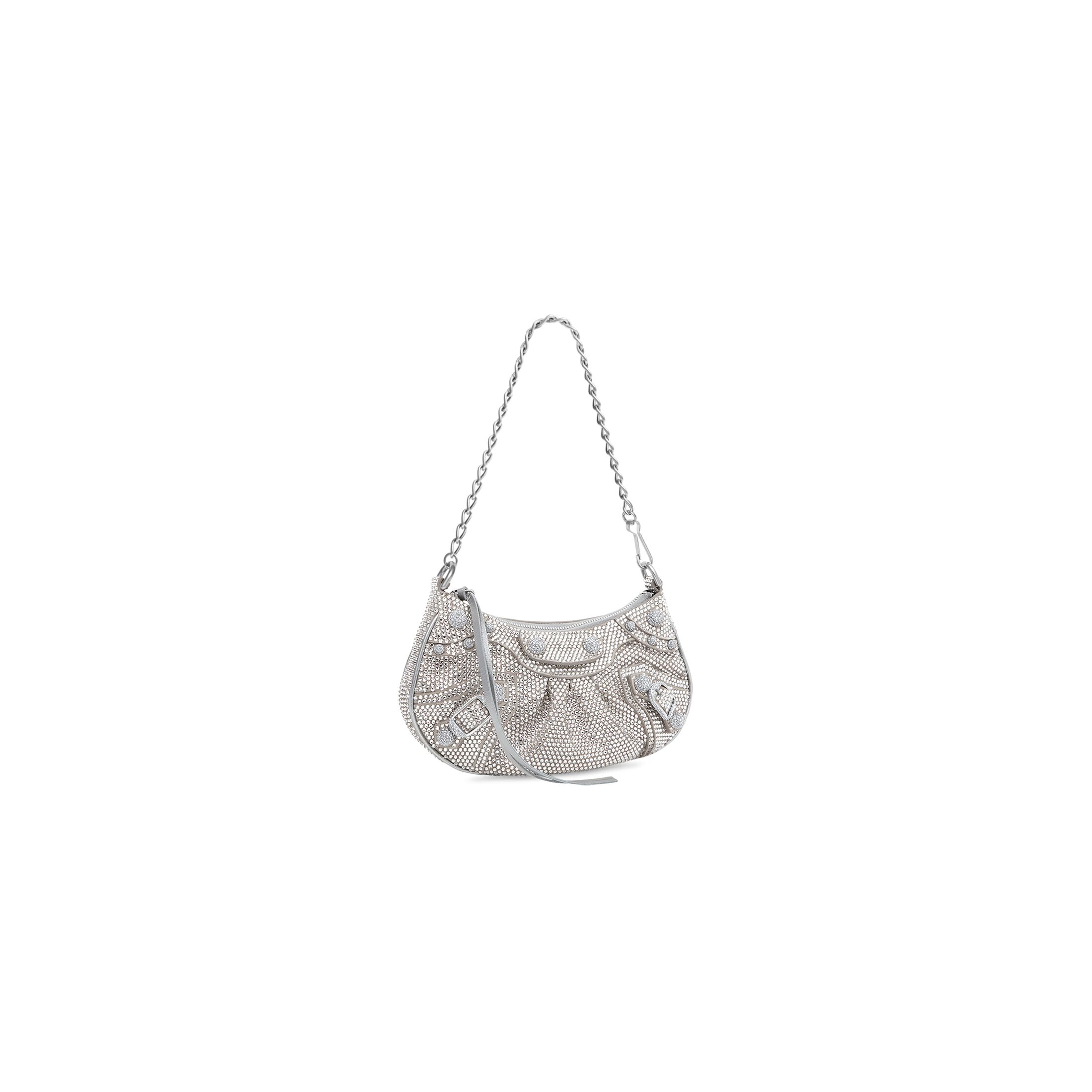 balenciaga Le Cagole Mini Bag With Chain And Rhinestones in Grey 695814210GU1272