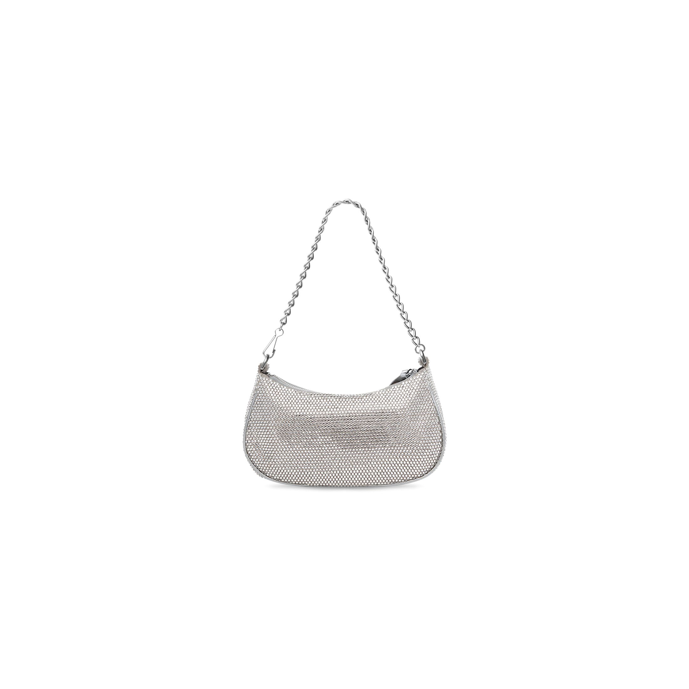 balenciaga Le Cagole Mini Bag With Chain And Rhinestones in Grey 695814210GU1272