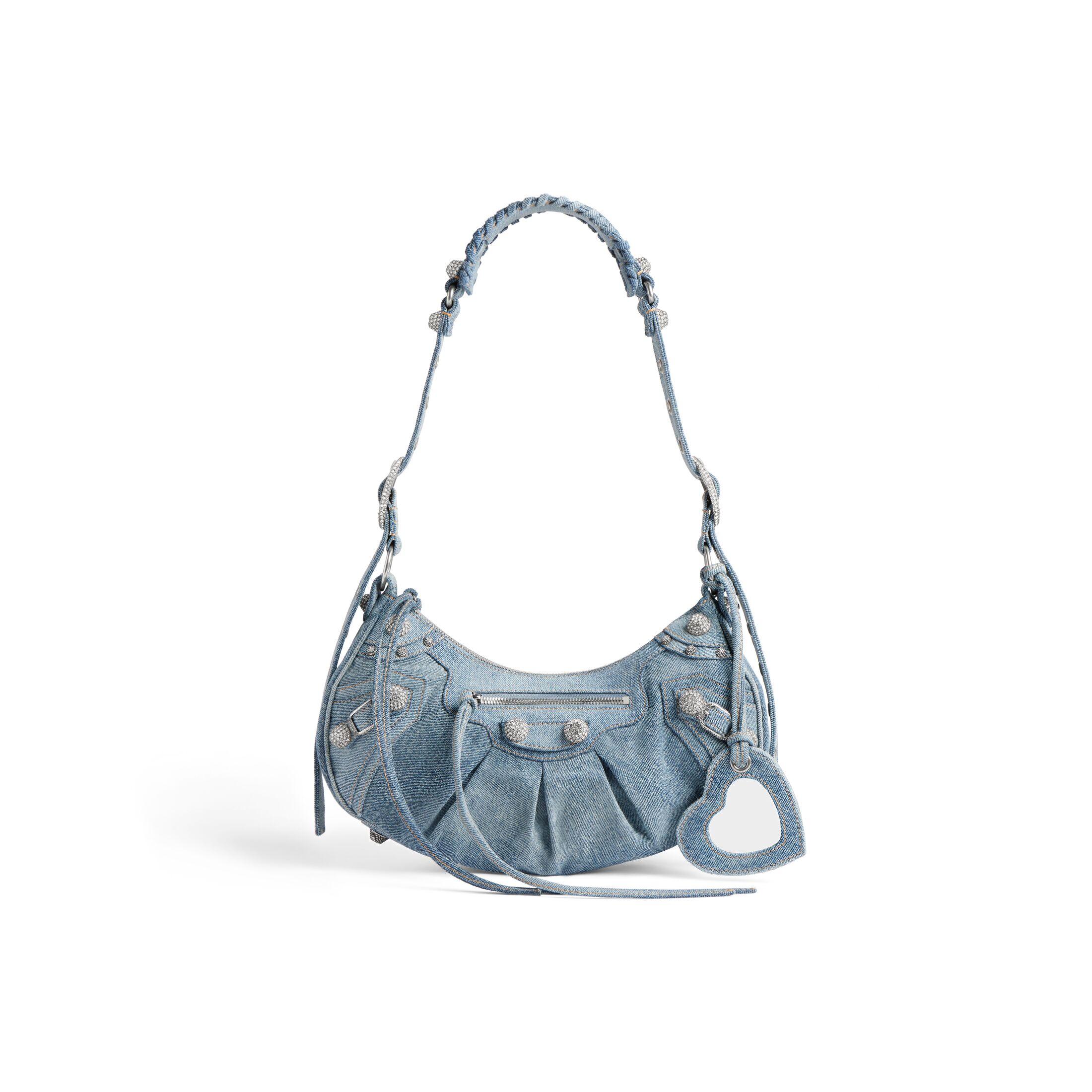 balenciaga Le Cagole Small Shoulder Bag Denim With Rhinestones in Blue 6713072109U4715