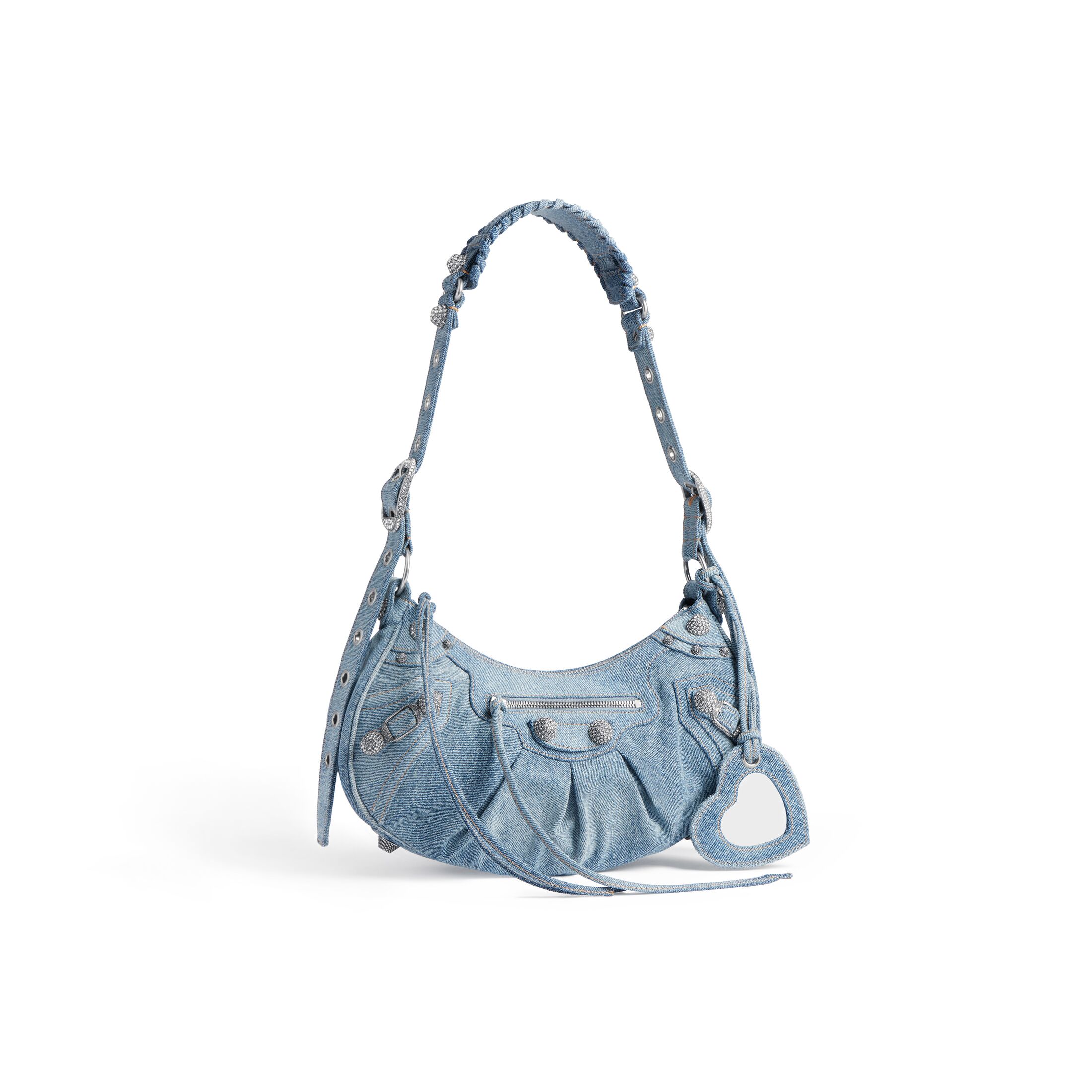 balenciaga Le Cagole Small Shoulder Bag Denim With Rhinestones in Blue 6713072109U4715