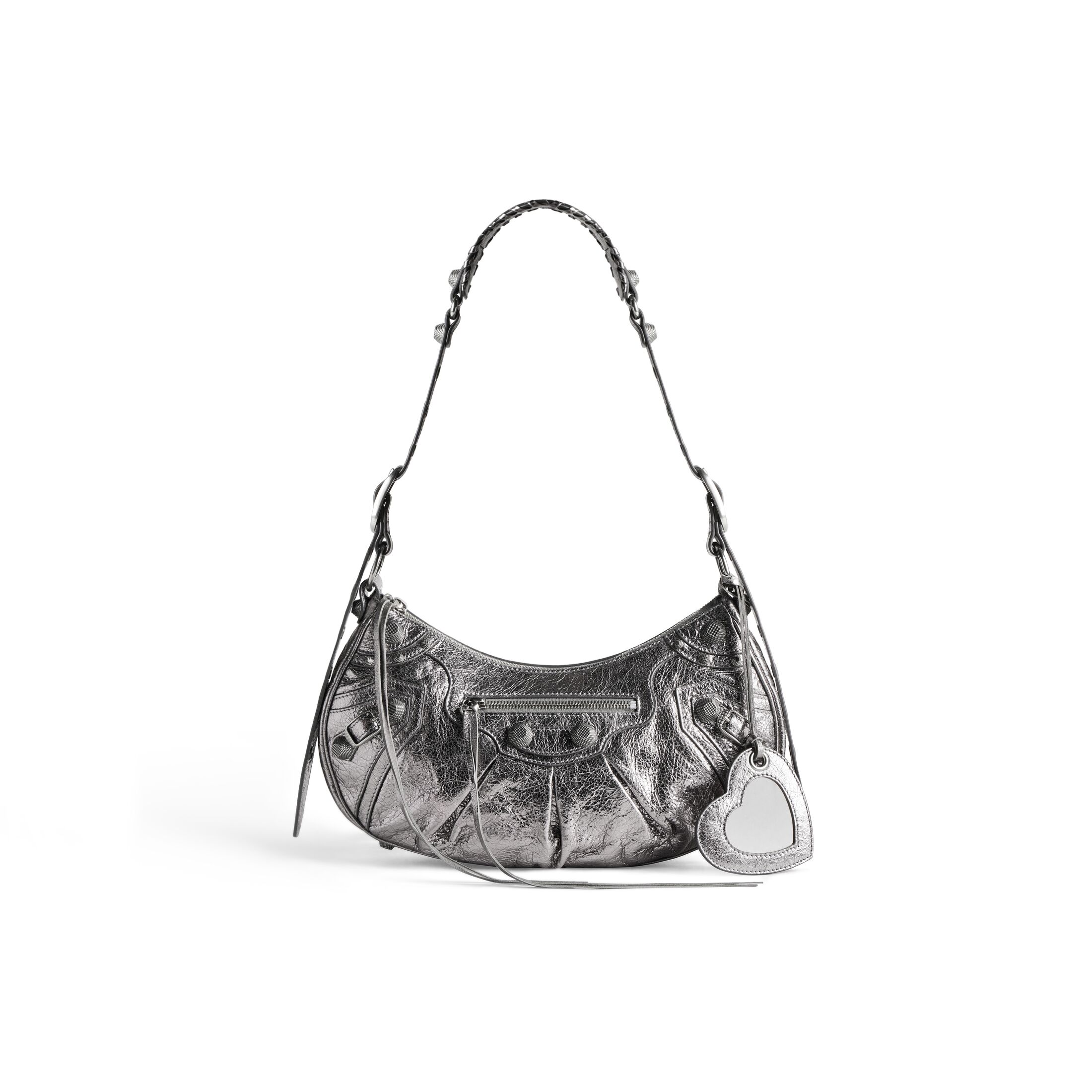 balenciaga Le Cagole Small Shoulder Bag Metallized in Silver 6713070GT3Y8103