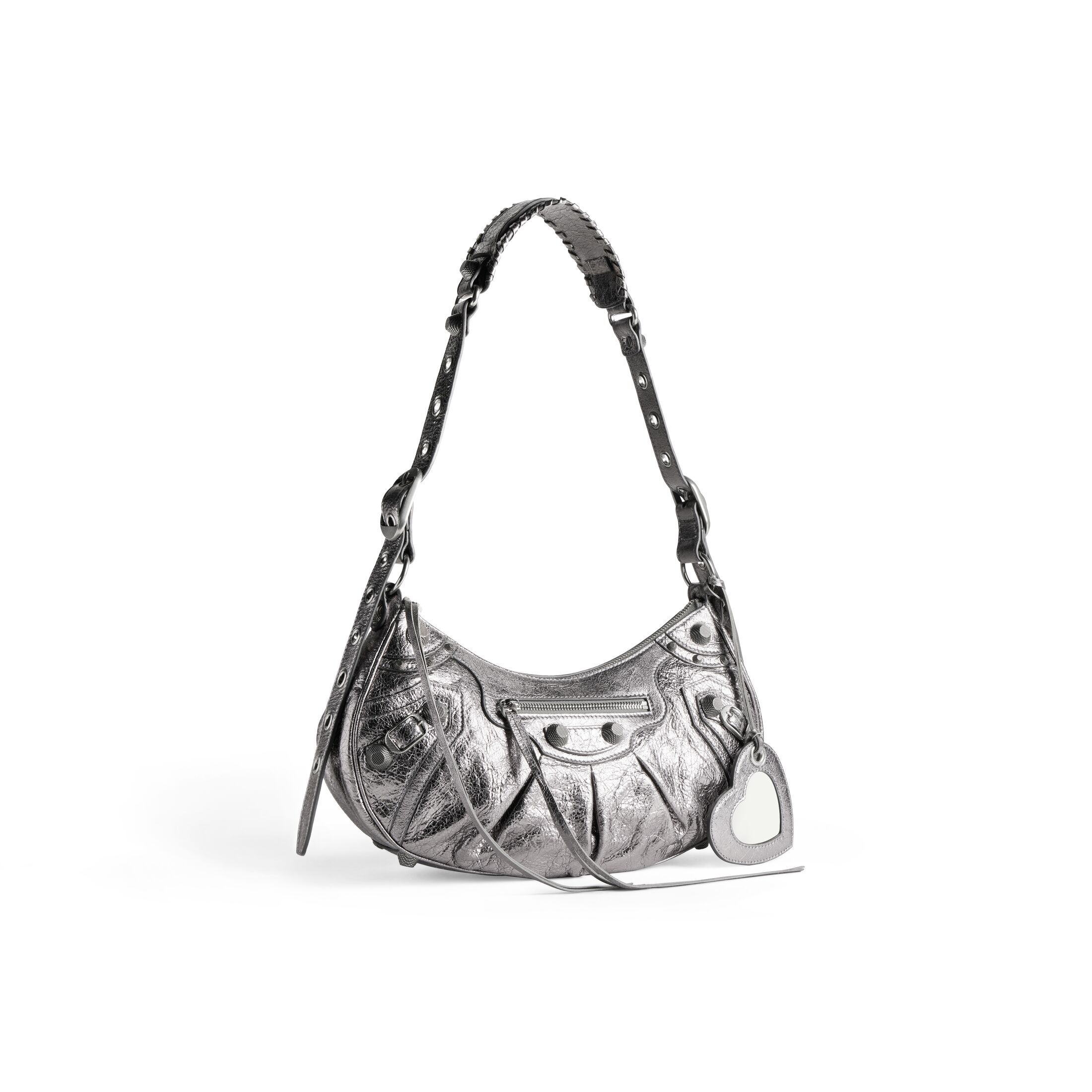 balenciaga Le Cagole Small Shoulder Bag Metallized in Silver 6713070GT3Y8103