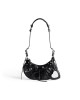 balenciaga Le Cagole Xs Shoulder Bag Crocodile Embossed With Rhinestones in Black 67130923EJY1000