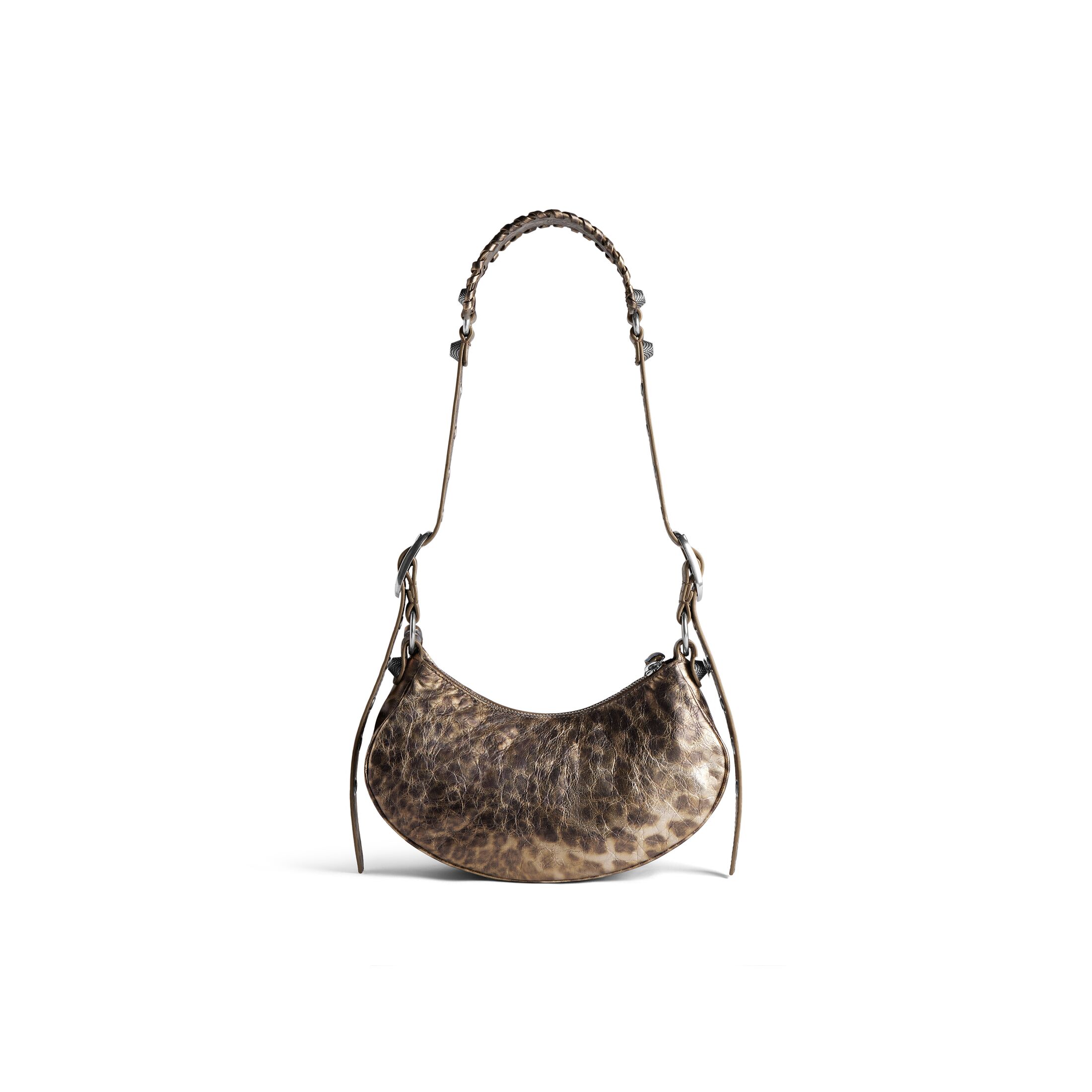 balenciaga Le Cagole Xs Shoulder Bag Metallized With Leopard Print in Brown 6713092AAV72529