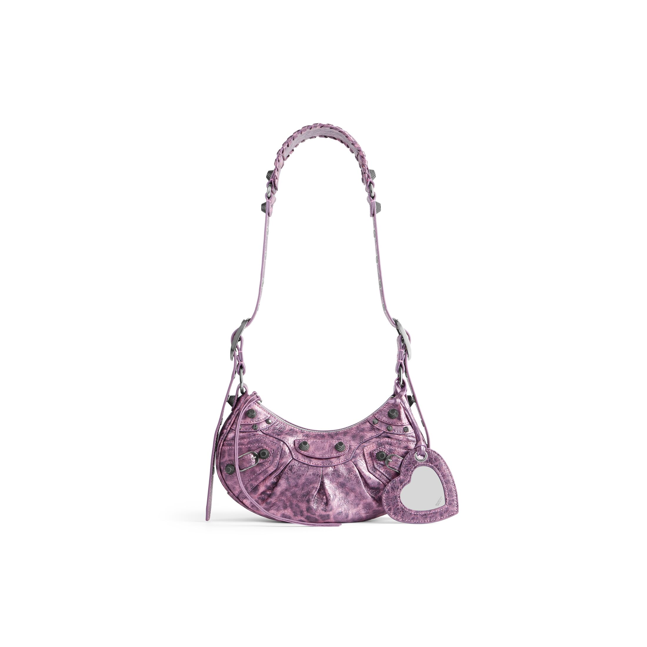 balenciaga Le Cagole Xs Shoulder Bag Metallized With Leopard Print in Pink 6713092AAV75651