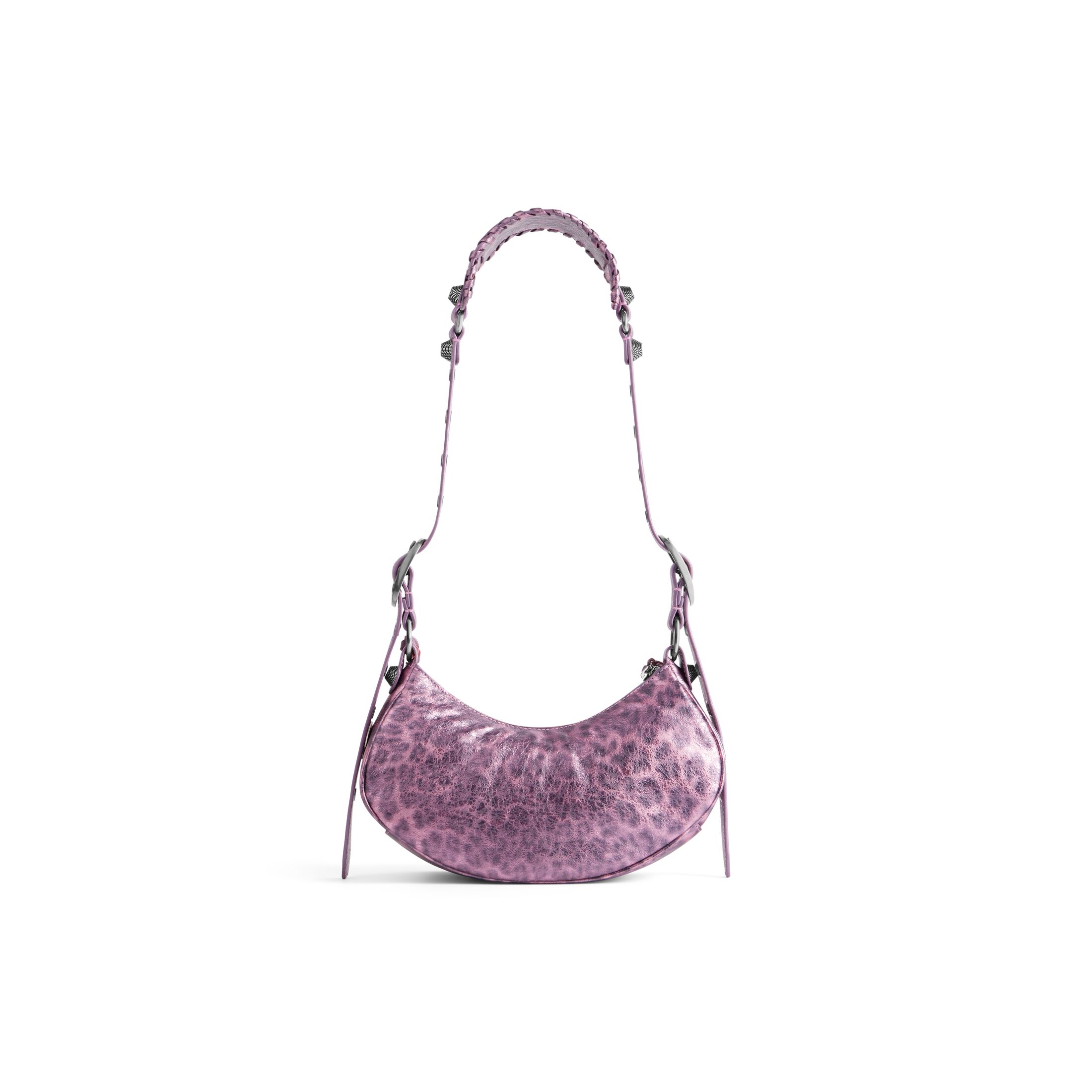 balenciaga Le Cagole Xs Shoulder Bag Metallized With Leopard Print in Pink 6713092AAV75651