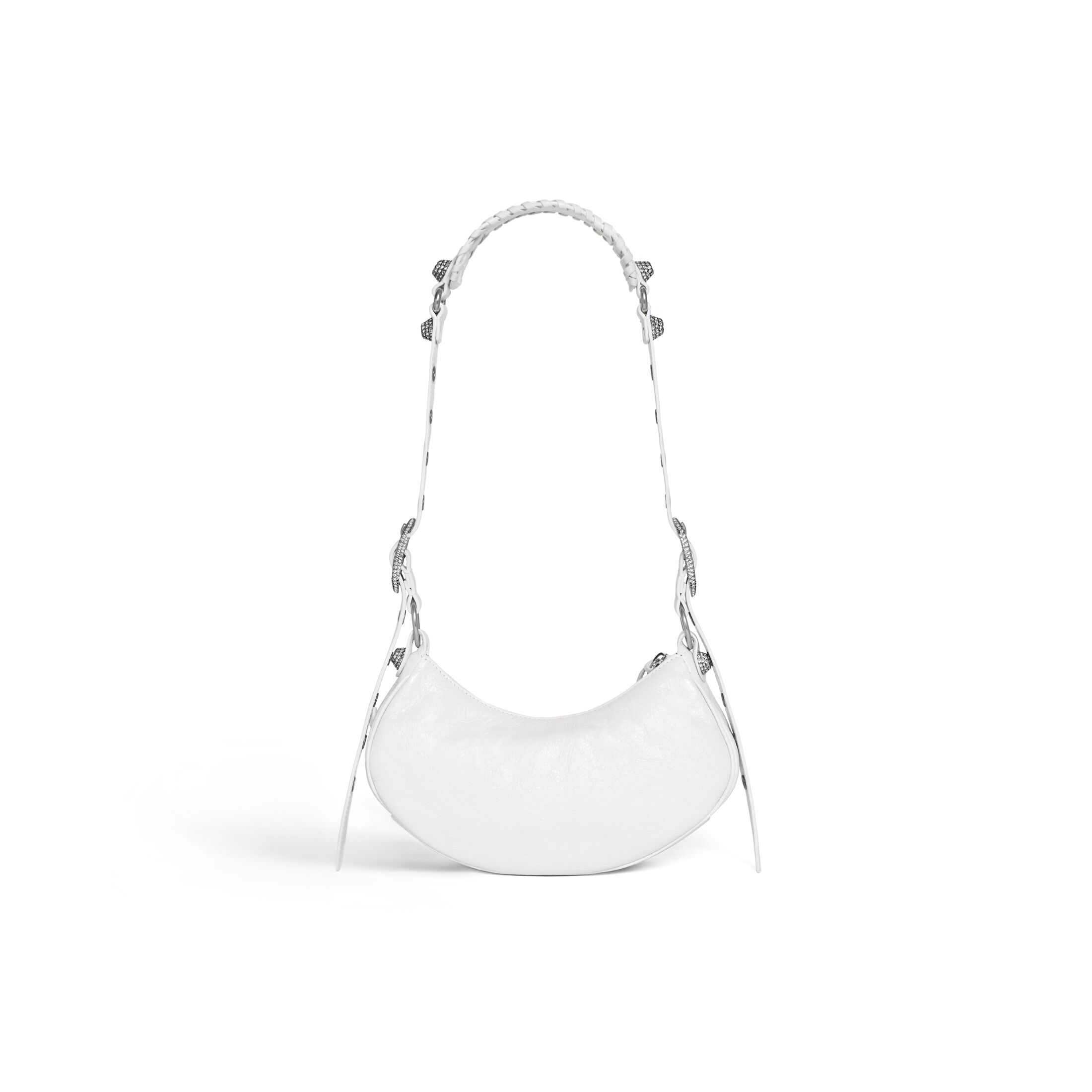 balenciaga Le Cagole Xs Shoulder Bag With Rhinestones in White 671309210BK9104