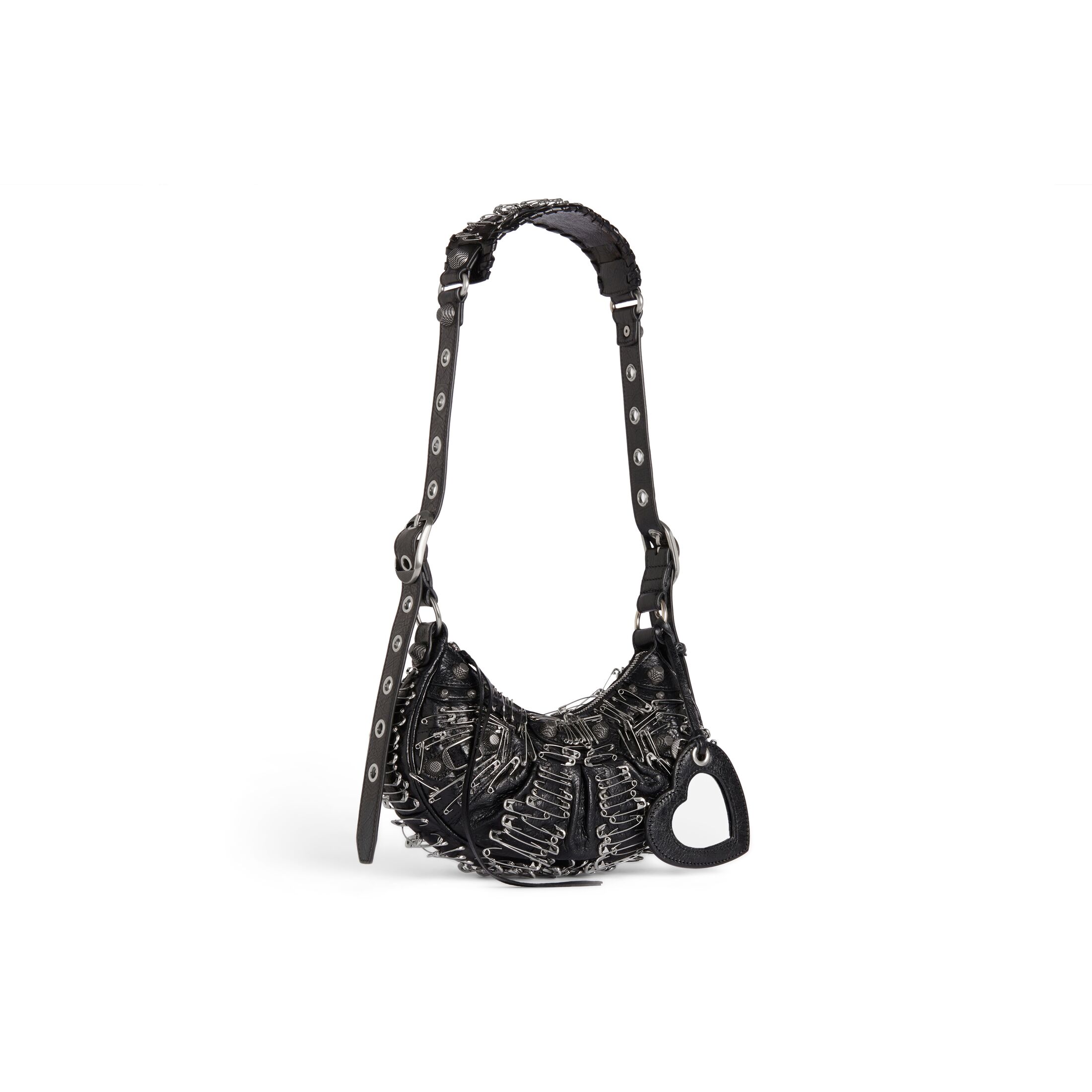 balenciaga Le Cagole Xs Shoulder Bag With Safety Pins in Black 6713092AAFL1000