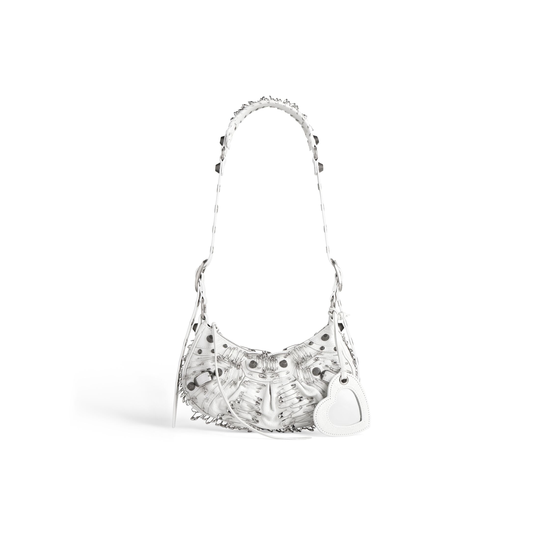 balenciaga Le Cagole Xs Shoulder Bag With Safety Pins in Optic White 6713092AAFL9104