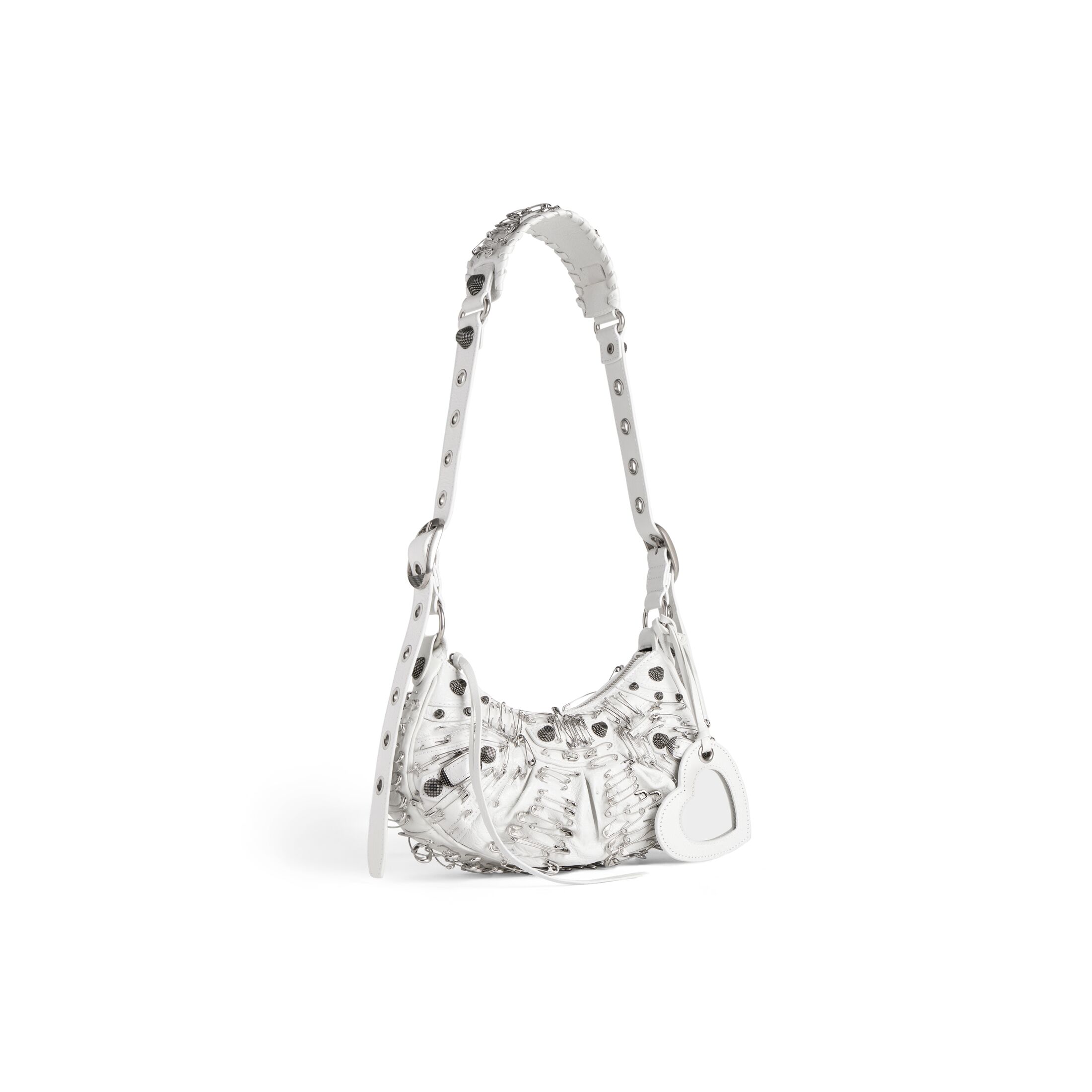 balenciaga Le Cagole Xs Shoulder Bag With Safety Pins in Optic White 6713092AAFL9104