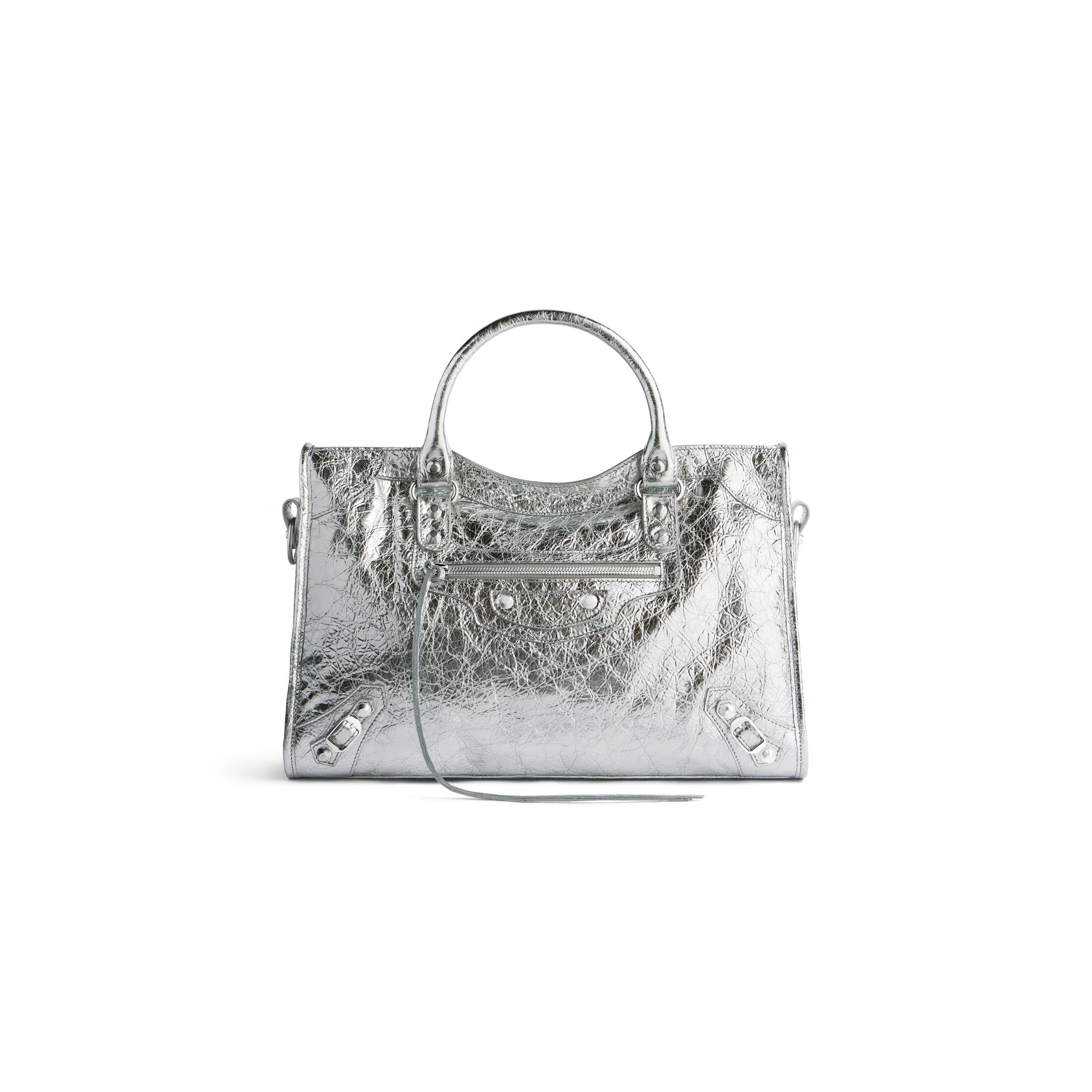 balenciaga Le City Medium Bag Metallized in Silver 7977862AA9R8122