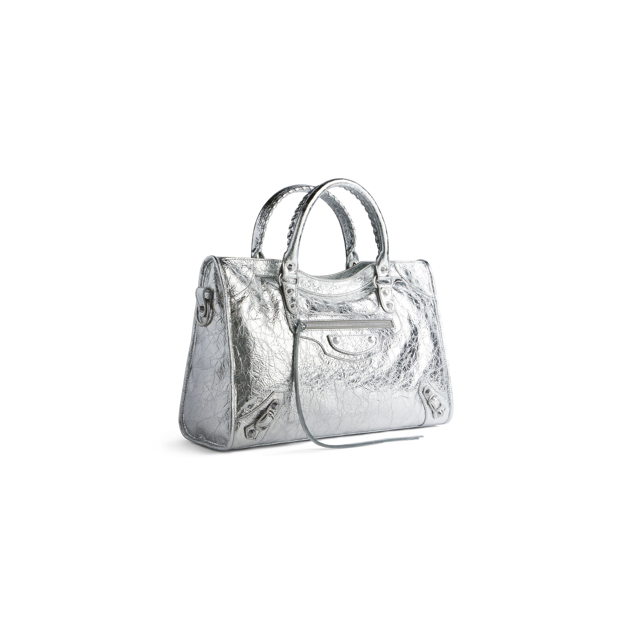 balenciaga Le City Medium Bag Metallized in Silver 7977862AA9R8122