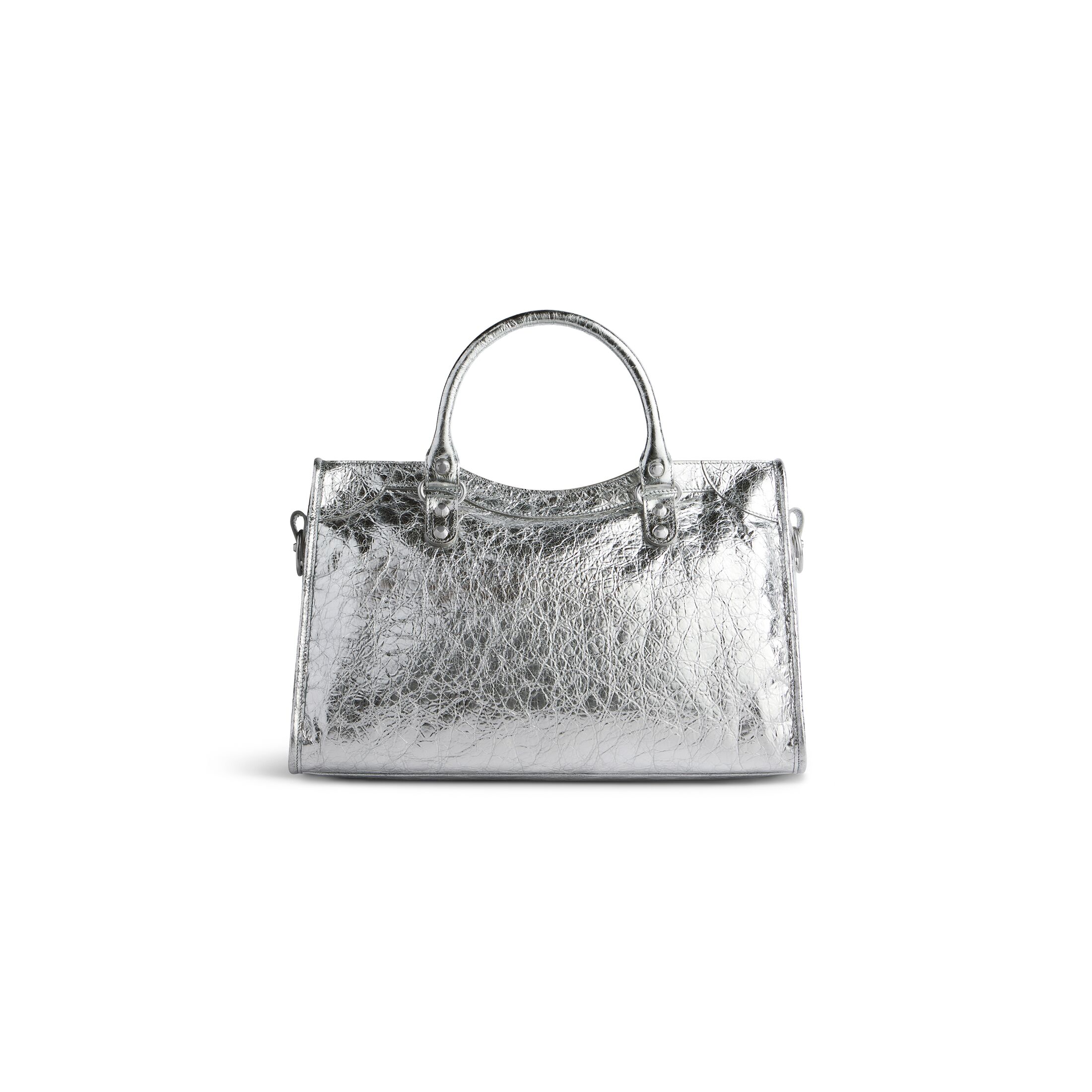 balenciaga Le City Medium Bag Metallized in Silver 7977862AA9R8122