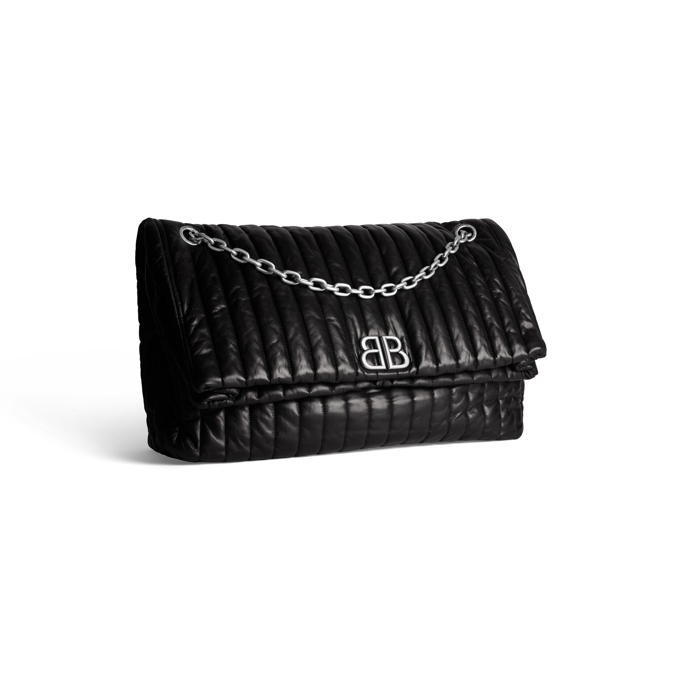 balenciaga Monaco Large Chain Bag Quilted in Black 7659332AASE1000