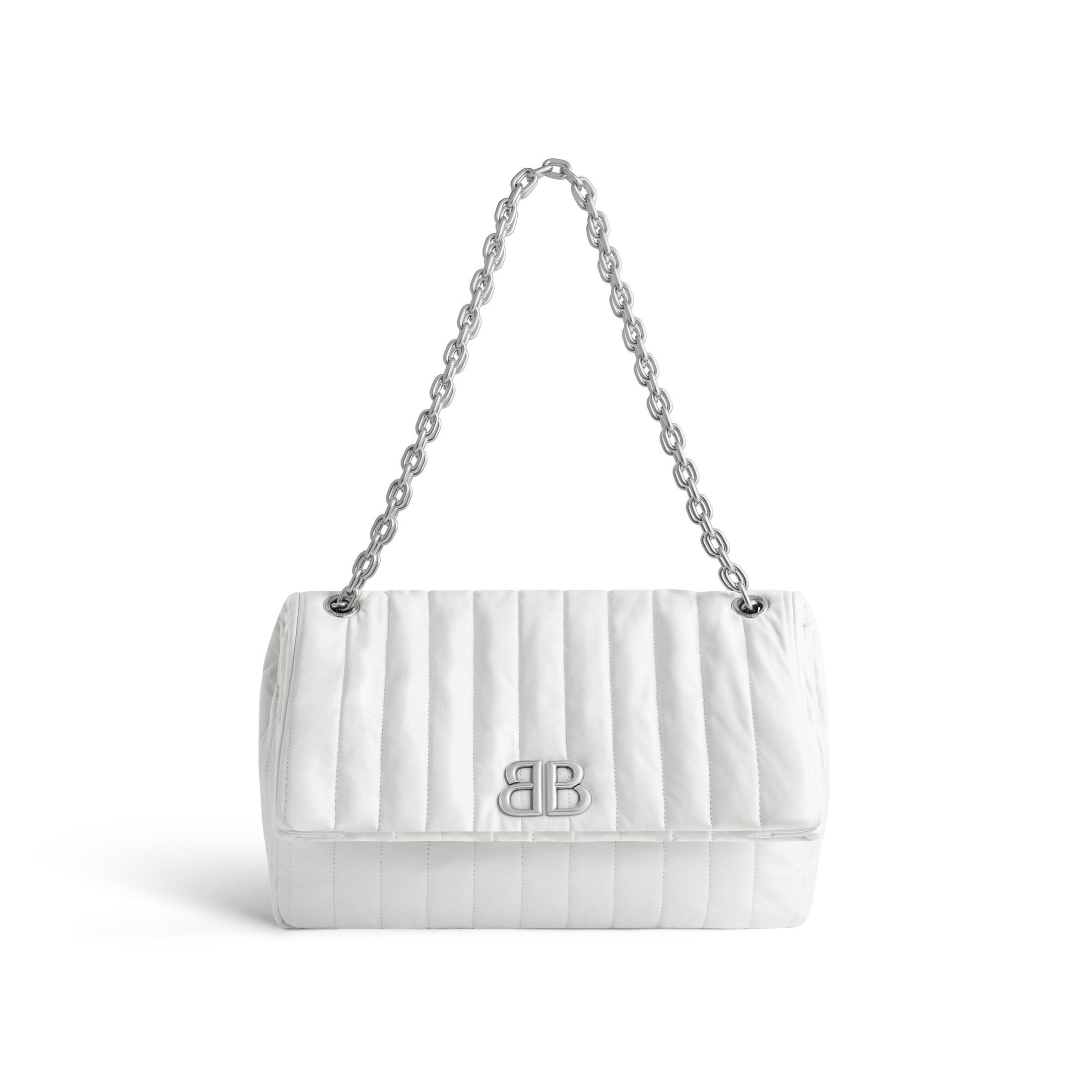 balenciaga Monaco Medium Chain Bag Quilted in Off White 7659452AASE9106