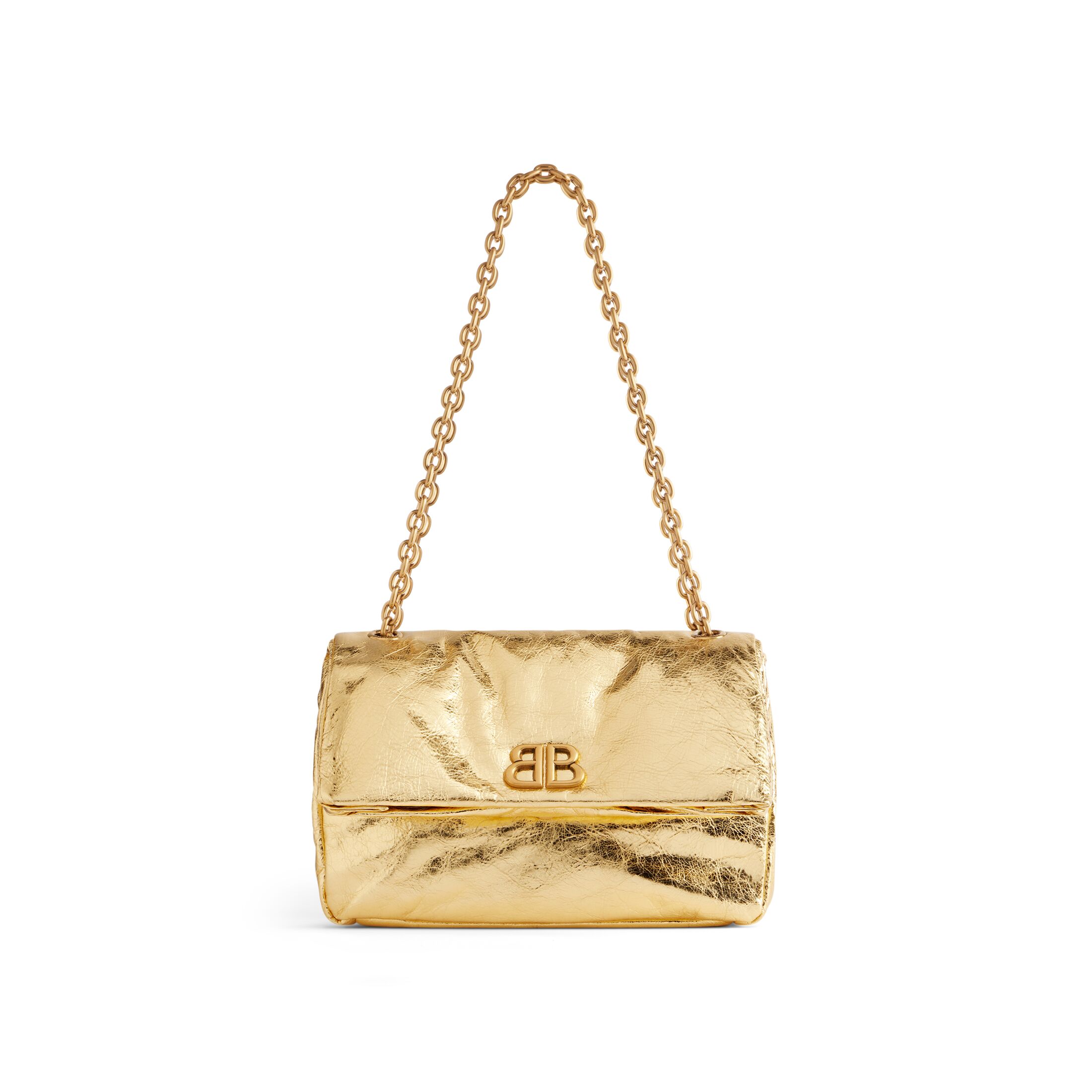 balenciaga Monaco Small Chain Bag Metallized in Gold 7659662AAYY8018