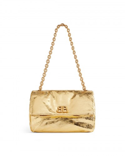 balenciaga Monaco Small Chain Bag Metallized in Gold 7659662AAYY8018