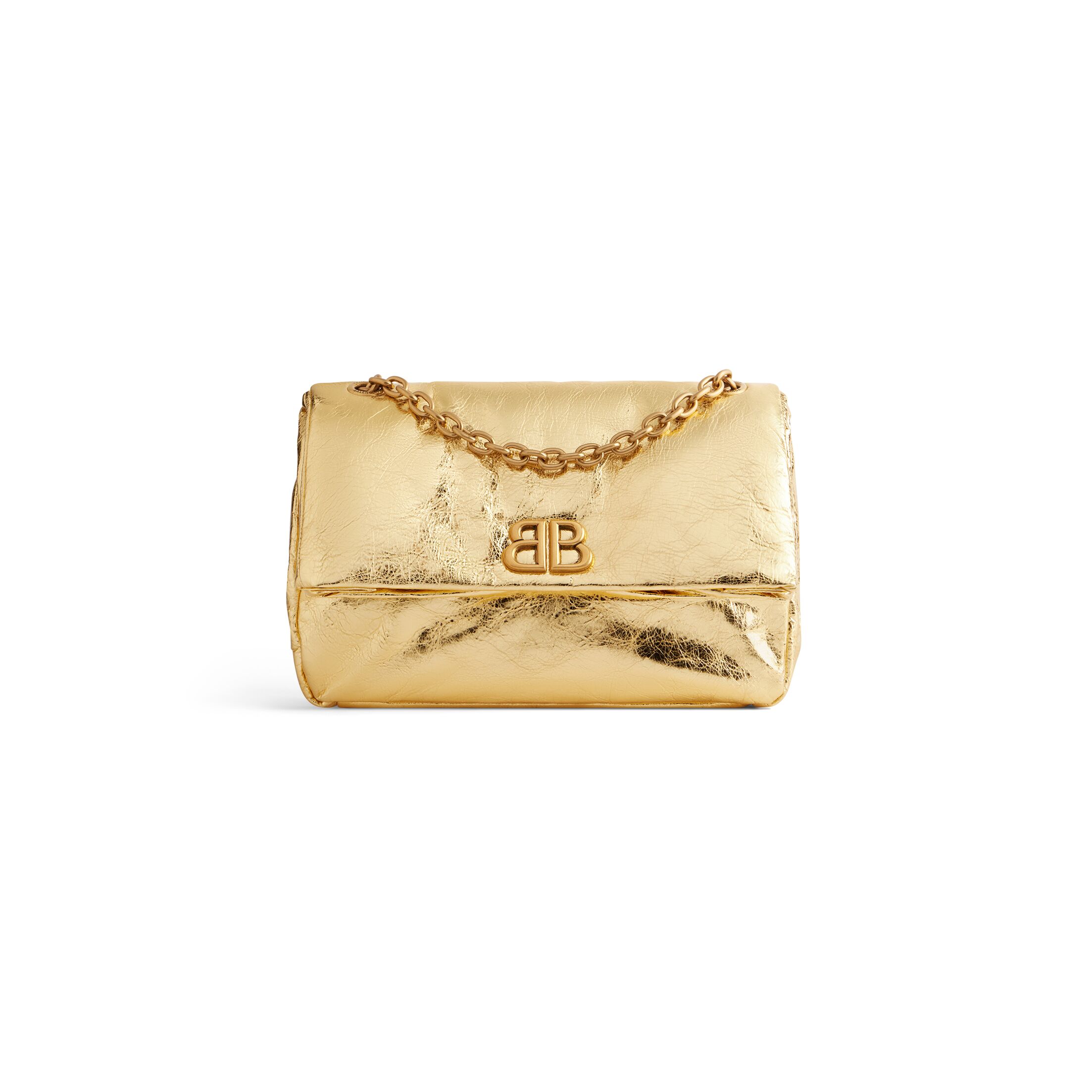 balenciaga Monaco Small Chain Bag Metallized in Gold 7659662AAYY8018