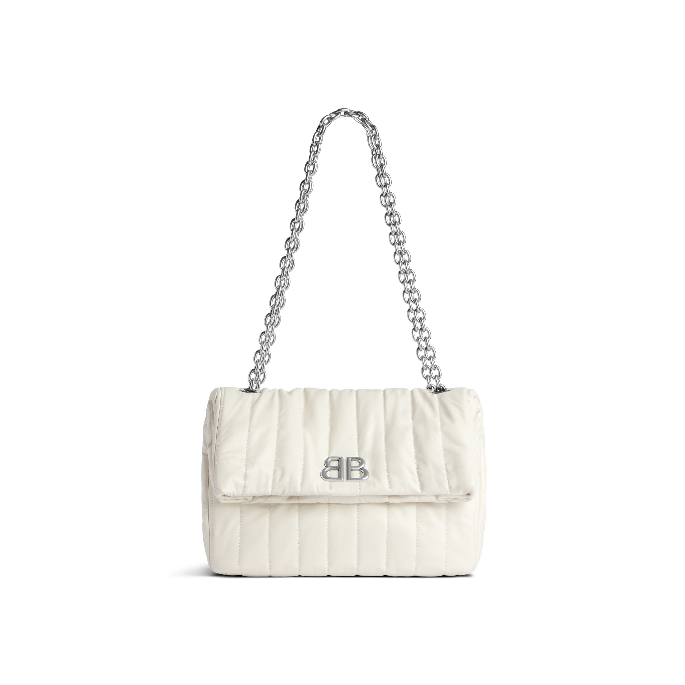 balenciaga Monaco Small Chain Bag Quilted in White 7659662AASE9106