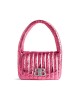 balenciaga Monaco Small Sling Bag Metallized Quilted in Pink 7878962AA3W5528