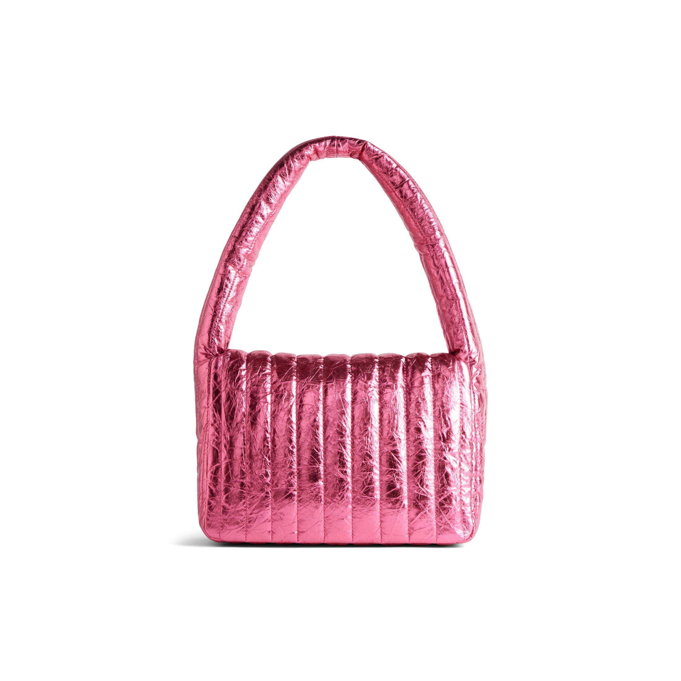 balenciaga Monaco Small Sling Bag Metallized Quilted in Pink 7878962AA3W5528