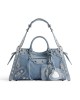 balenciaga Neo Cagole City Handbag Denim With Rhinestones in Blue 700451210BI4715