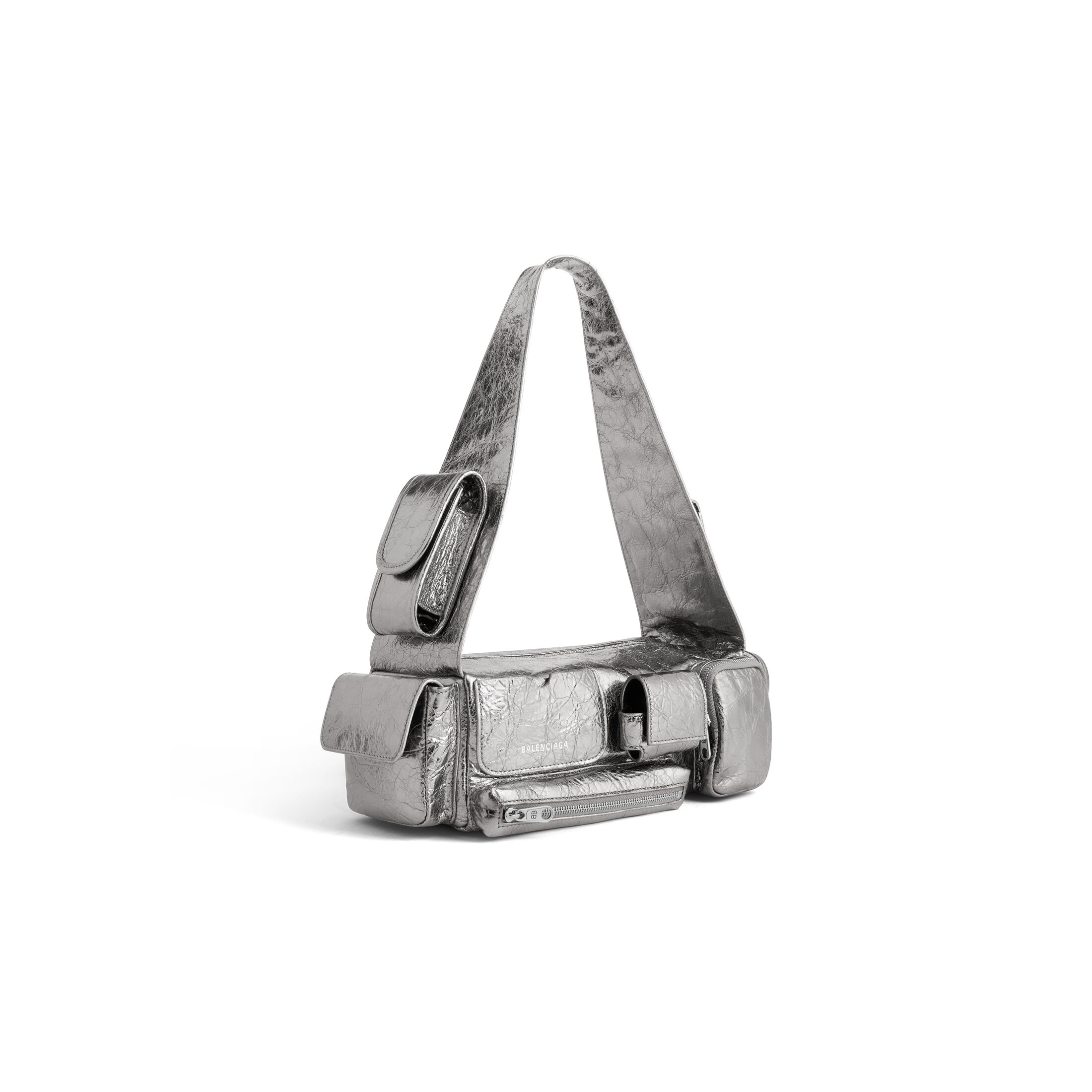 balenciaga Superbusy Xs Sling Bag Metallized in Silver 7625162AAVH8103